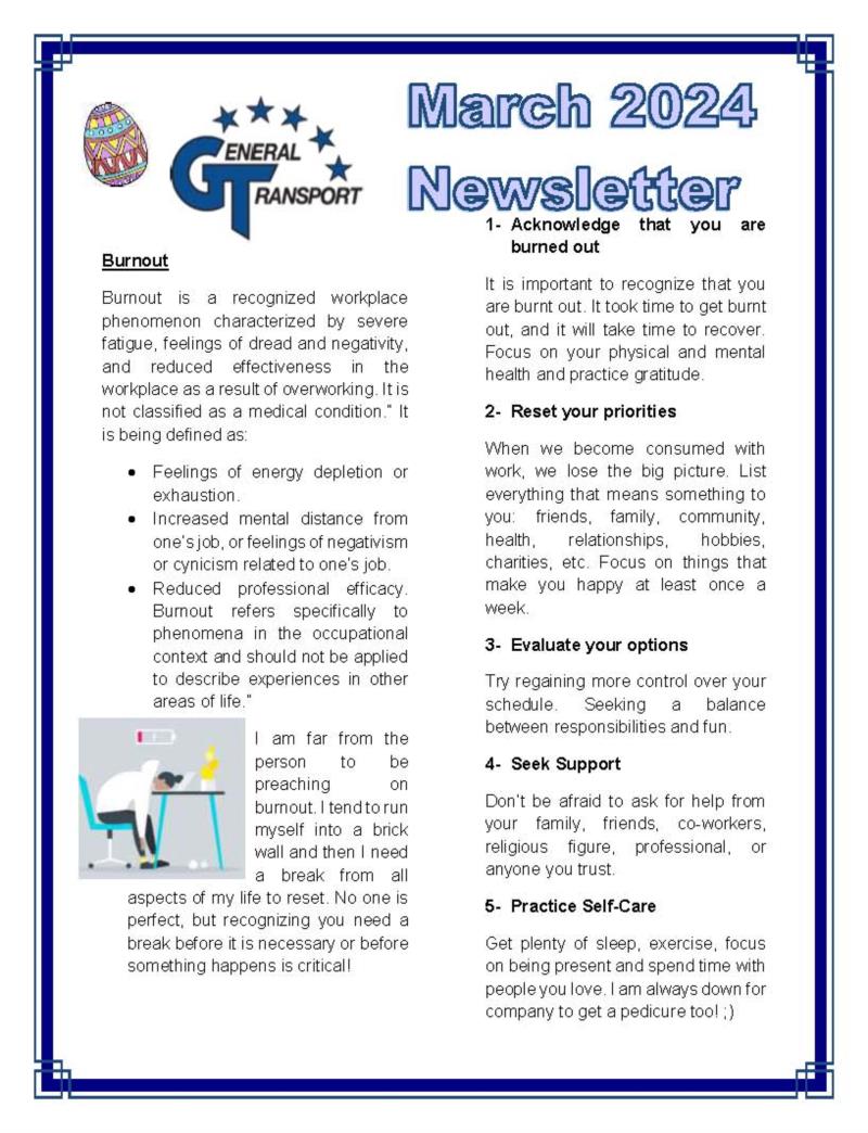 General Transport March 2024 Newsletter